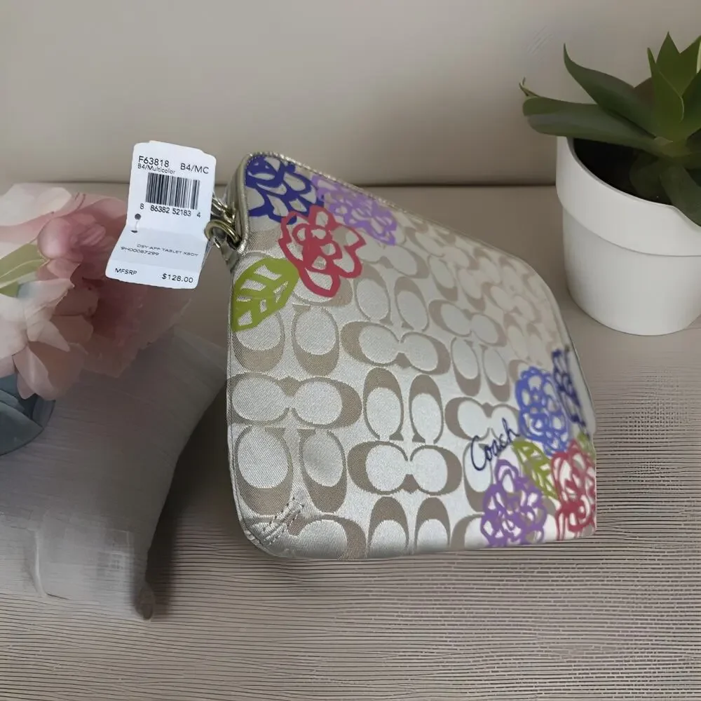 NEW Rare Coach Daisy Applique iPad / Tablet Crossbody Case # F63818